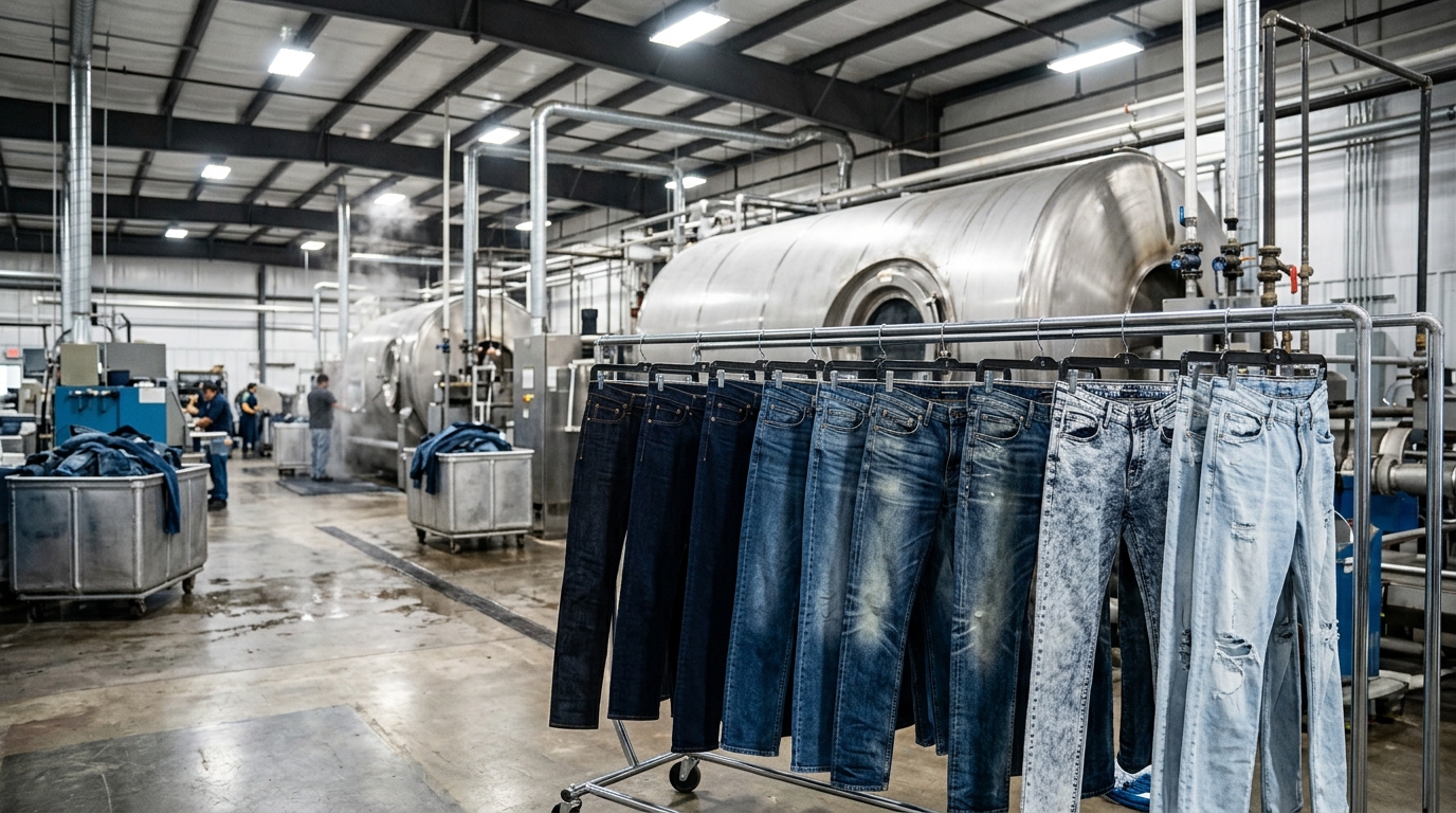 Bombos de lavandería industrial y degradado de lavados bio-stone a 70°C