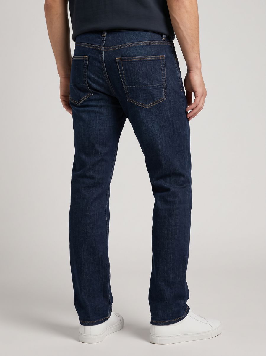 Jean corte baggy en denim rígido índigo